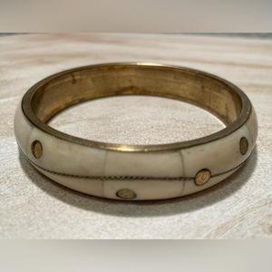 Mid century Vintage Brass and Bovine Bone Bangle Brass Decorative Inlay